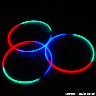 Lumistick 24 Tri-Color Glow Stick Necklaces, Red Green Blue, 50 ct